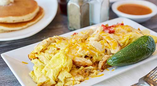 Serendipity's chicken fajita omelette