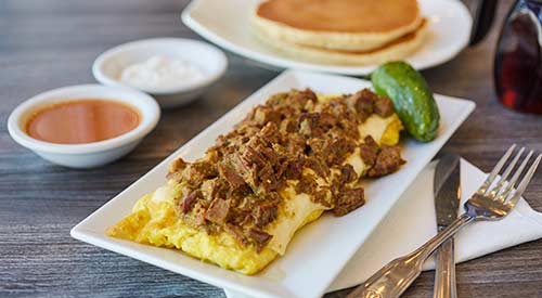 Serendipity's spicy steak omelettes